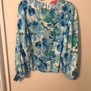Flying Tomato Blue and Green Floral Blouse